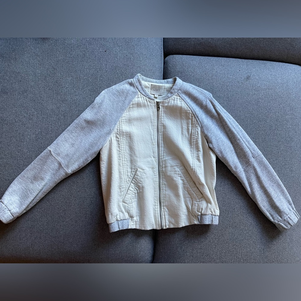 LOFT Light Gray and Cream Jacket